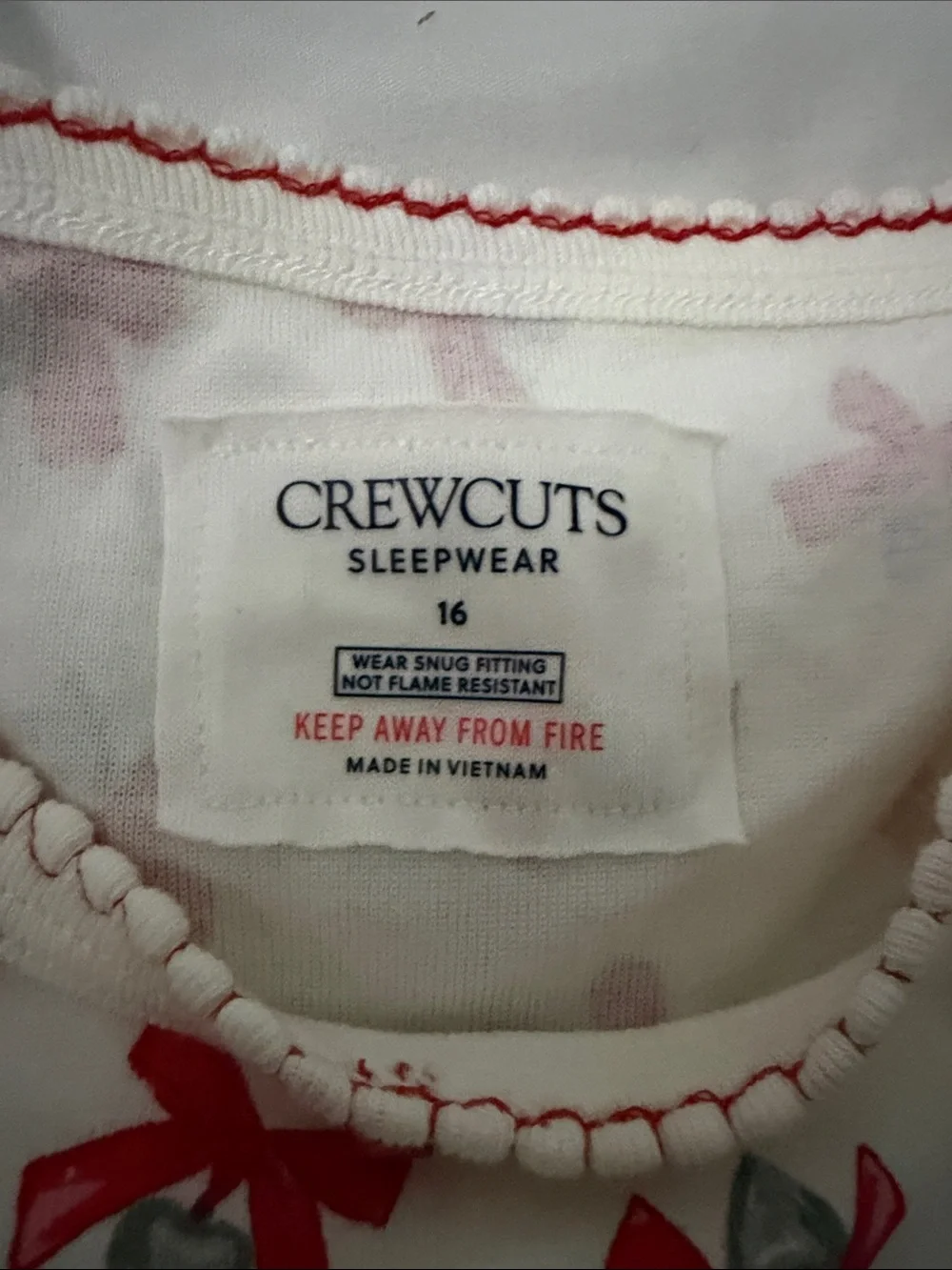 Crewcuts White Pajama Set with Red Bow Print